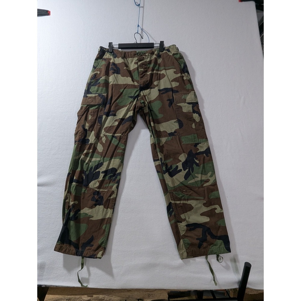 Vintage Woodland Camo Combat Trousers Medium Short Military‎ Cargo Pants